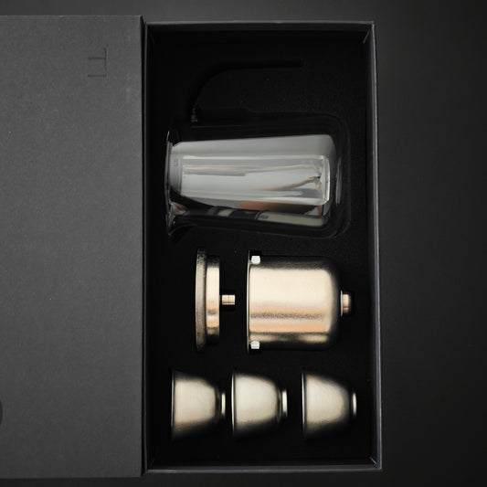 Overhead view of the tea gift set in its box