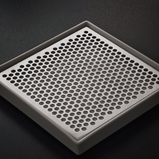 White porcelain tea tray with honeycomb aluminum insert