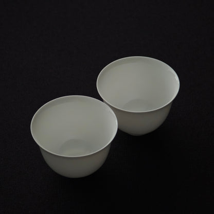 Pair of white bone china gongfu teacups